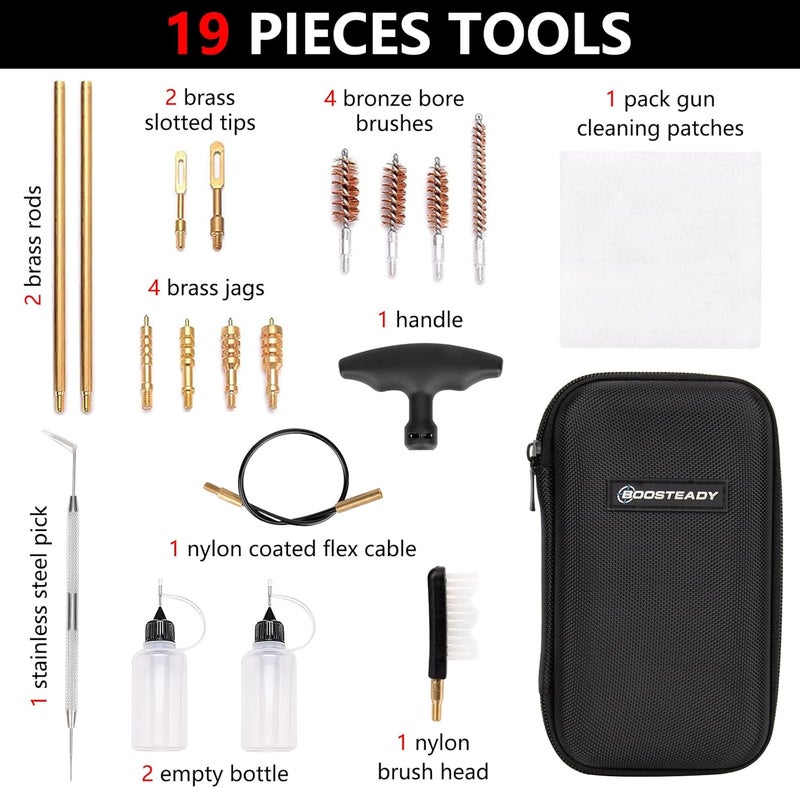 BOOSTEADY Universal Handgun Cleaning kit .22,.357,.38,9mm,.45 Caliber Pistol Cleaning Kit Bronze Bore Brush and Brass Jag Adapter - Image 2